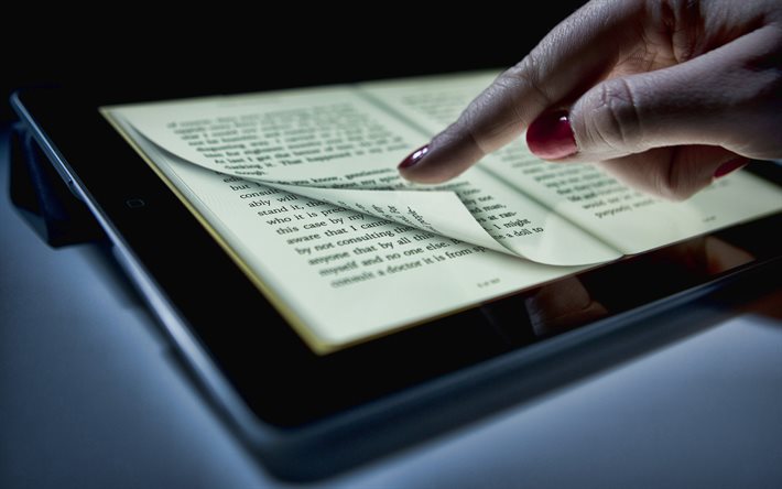 電子書籍, タブレットPC, タッチパッド, 現代の技術読書