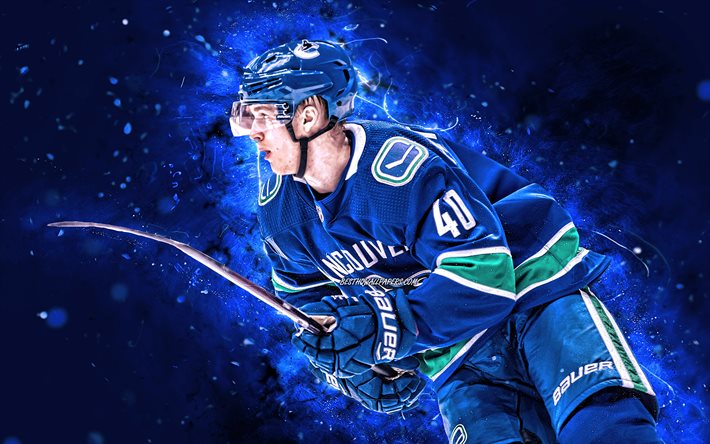 Download wallpapers Elias Pettersson, 4k, Vancouver Canucks, NHL, hockey players, neon lights, USA, Elias Pettersson 4K, hockey, Elias Pettersson Vancouver Canucks for desktop free. Pictures for desktop free