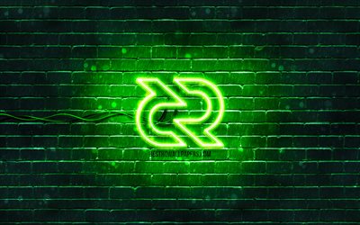 decred green-logo, 4k, brickwall green, decred logo, kryptogeld zeichen, decred neon-logo, kryptogeld, decred