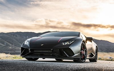 Lamborghini Huracan Performante, VF Engineering, 2020, front view, exterior, black matte supercar, matte black Huracan, black sports car, Italian sport cars, Lamborghini