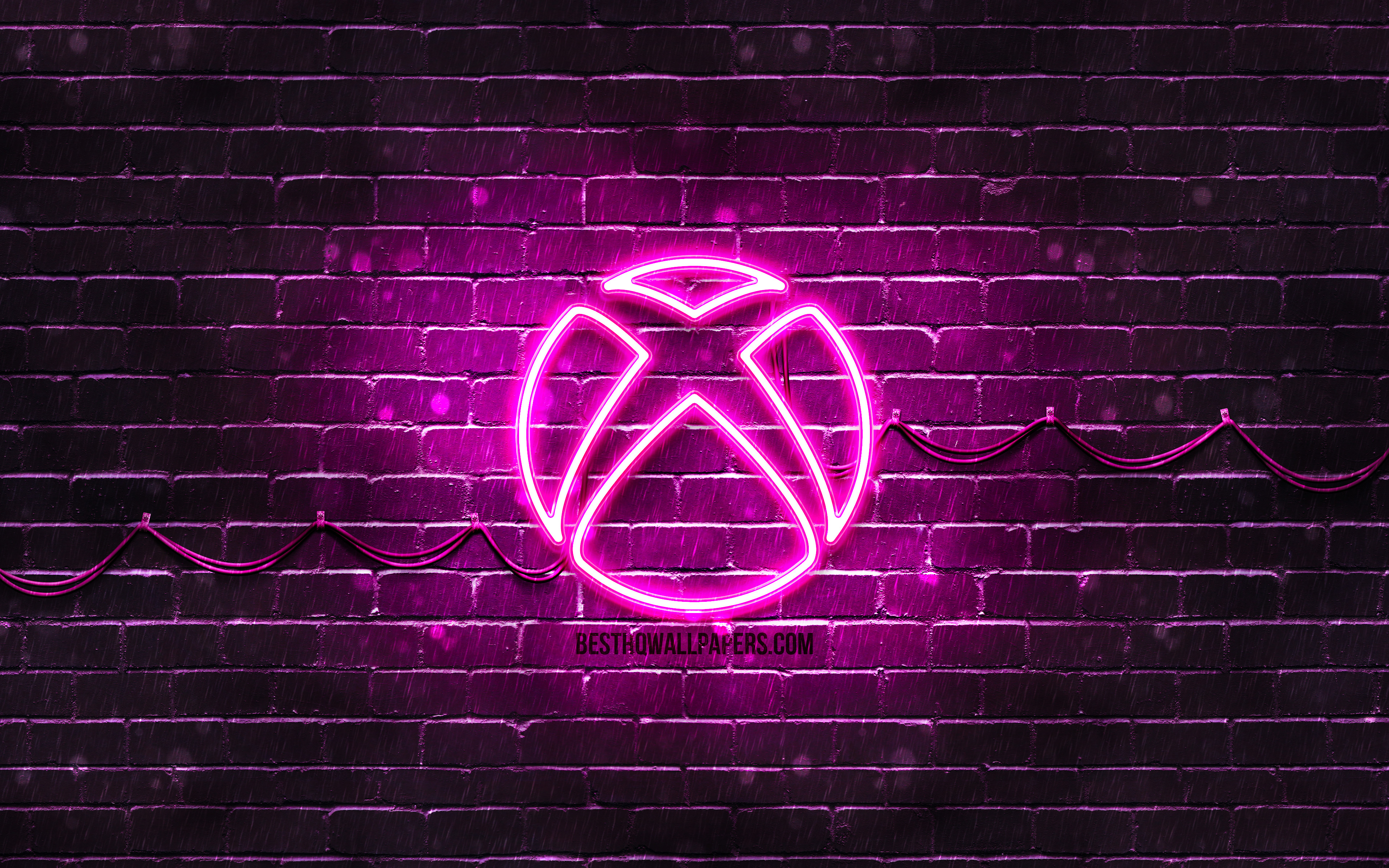 Download wallpapers Xbox purple logo, 4k, purple brickwall ...