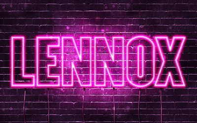 Lennox, 4k, wallpapers with names, female names, Lennox name, purple neon lights, horizontal text, picture with Lennox name