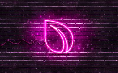 Peercoin purple logo, 4k, purple brickwall, Peercoin logo, cryptocurrency, Peercoin neon logo, cryptocurrency signs, Peercoin