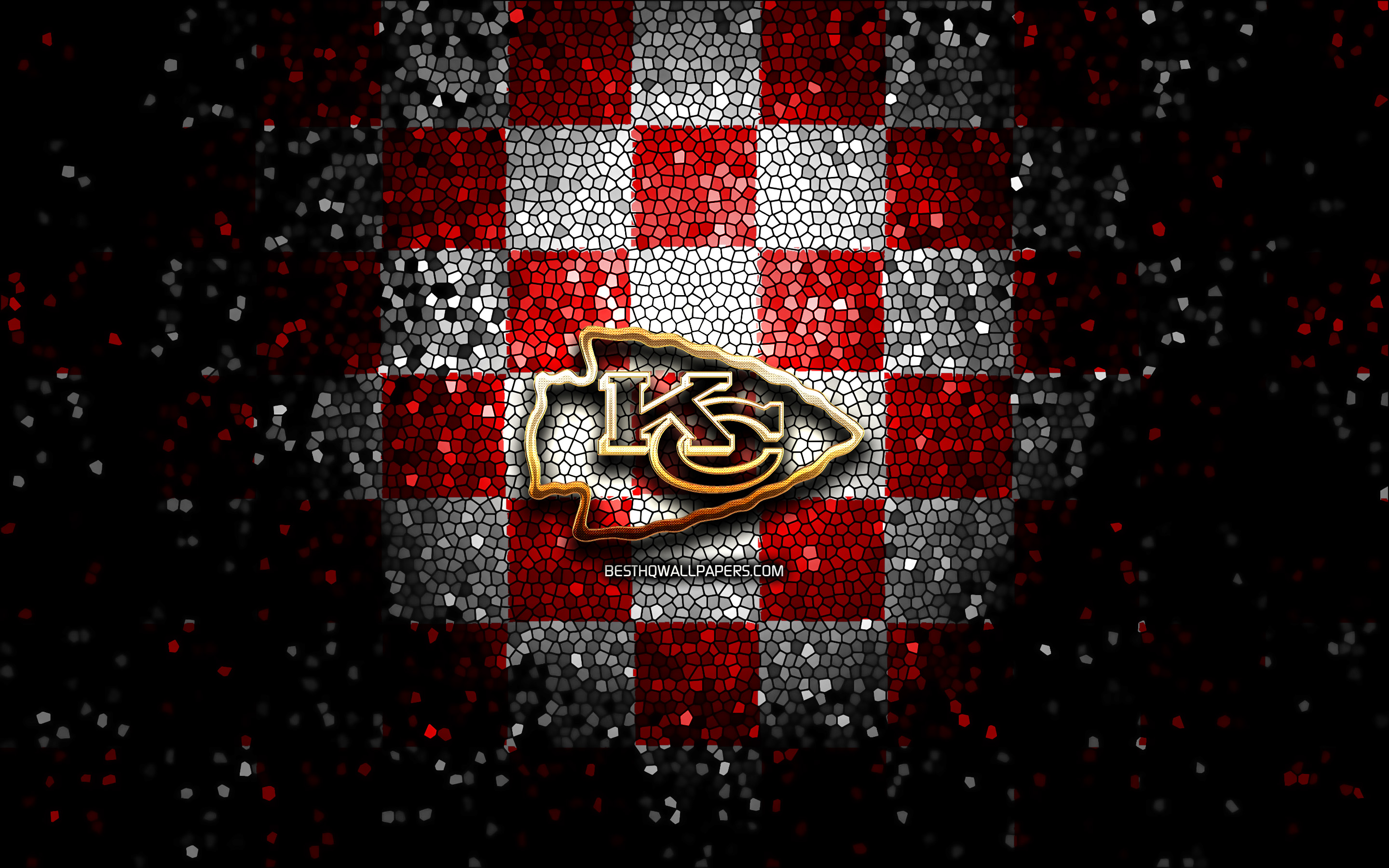 Download wallpapers Kansas City Chiefs, glitter logo, NFL, red white