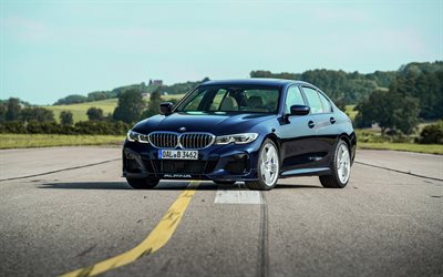 BMW S&#233;rie 3, en 2020, Alpina, ext&#233;rieur, vue de face, berline bleu, bleu nouveau 3 de BMW, voitures allemandes, G20, B3 Berline, BMW