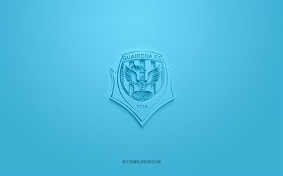 guairena fc, yaratıcı 3d logo, mavi arka plan, paraguaylı futbol kul&#252;b&#252;, paraguay primera division, paraguay, 3d sanat, futbol, ​​guairena fc 3d logo