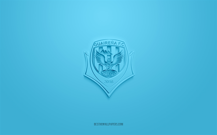 Guairena FC, creative 3D logo, blue background, Paraguayan football club, Paraguayan Primera Division, Paraguay, 3d art, football, Guairena FC 3d logo