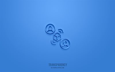 Transparency 3d icon, blue background, 3d symbols, Transparency, business icons, 3d icons, Transparency sign, business 3d icons