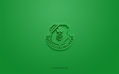 shamrock rovers fc, yaratıcı 3d logo, yeşil arka plan, irlanda futbol takımı, irlanda premier ligi ligi, tallaght, irlanda, 3d sanat, futbol, ​​shamrock rovers fc 3d logo
