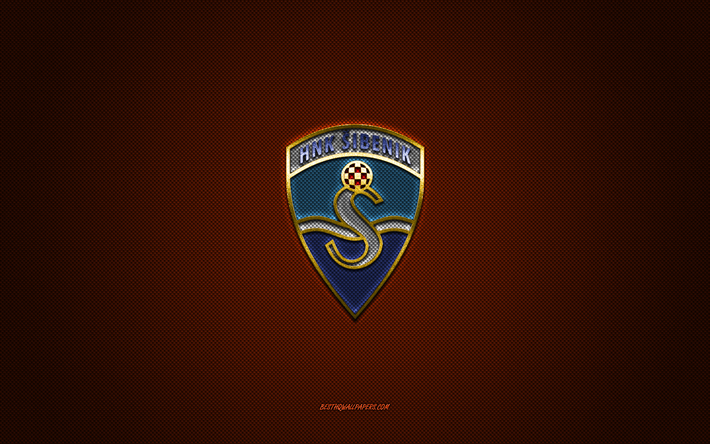 hnkシベニク, クロアチアのサッカークラブ, 青いロゴ, ブルゴーニュの炭素繊維の背景, prva hnl, フットボール, シベニク, クロアチア, hnkシベニクのロゴ