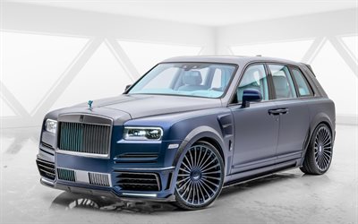 2022, Rolls-Royce Cullinan, Mansory, front view, exterior, Cullinan blue matte, Cullinan tuning, British cars, Rolls-Royce