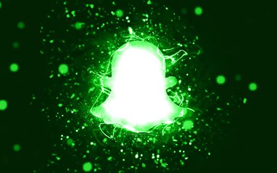 Snapchat green logo, 4k, green neon lights, creative, green abstract background, Snapchat logo, social network, Snapchat