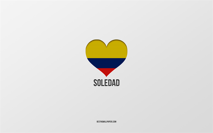 I Love Soledad, Colombian cities, Day of Soledad, gray background, Soledad, Colombia, Colombian flag heart, favorite cities, Love Soledad