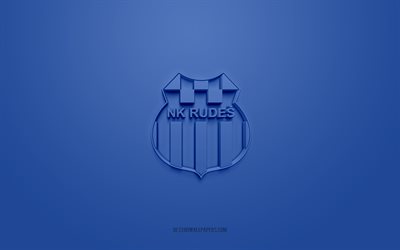 NK Rudes, creative 3D logo, blue background, Prva HNL, 3d emblem, Croatian football club, Croatian First Football League, Rudes, Croatia, 3d art, football, NK Rudes 3d logo