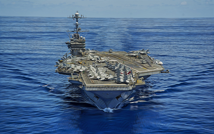 USS George Washington, 4k, vector art, CVN-73, aircraft carriers, United States Navy, US army, abstract ships, battleship, US Navy, Nimitz-class, USS George Washington CVN-73