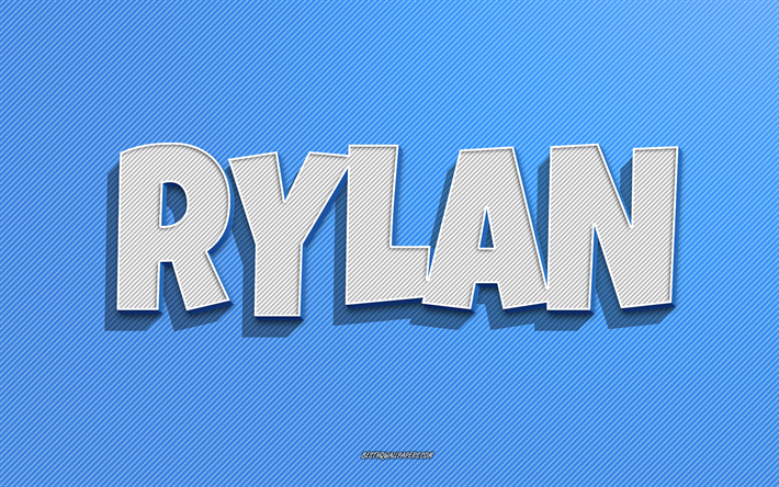 Rylan, blue lines background, wallpapers with names, Rylan name, male names, Rylan greeting card, line art, picture with Rylan name