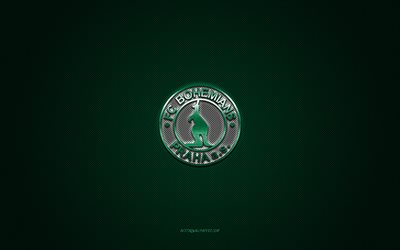 Bohemians Praha 1905, Czech football club, green logo, green carbon fiber background, Czech First League, football, Praha, Czech Republic, Bohemians Praha 1905 logo