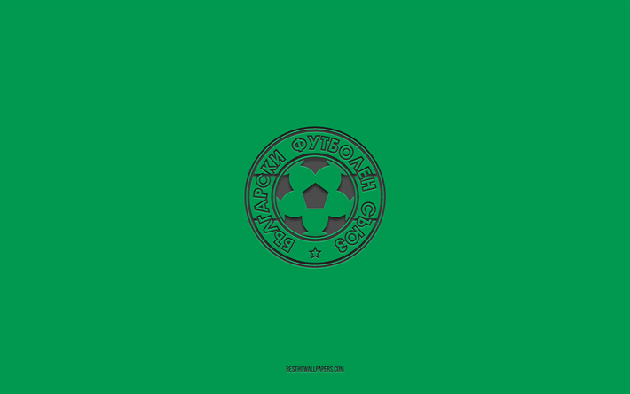 Bulgaria national football team, green background, football team, emblem, UEFA, Bulgaria, football, Bulgaria national football team logo, Europe