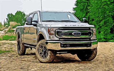 Ford F-350 Super Duty, 4K, vector art, 2022 cars, electric cars, creative, abstract cars, Ford F-350 Super Duty drawing, cars drawings, Ford