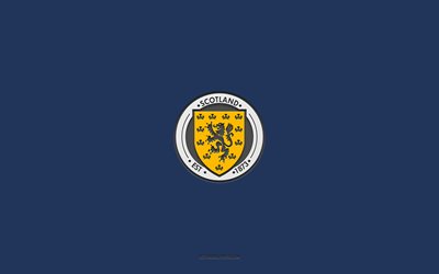 schottische fu&#223;ballnationalmannschaft, blauer hintergrund, fu&#223;ballmannschaft, emblem, uefa, schottland, fu&#223;ball, logo der schottischen fu&#223;ballnationalmannschaft, europa