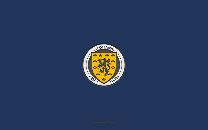 Scotland national football team, blue background, football team, emblem, UEFA, Scotland, football, Scotland national football team logo, Europe