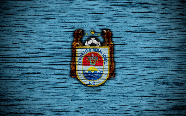 Desportivo Binacional FC, 4k, Peruano Primera Divis&#227;o, futebol, Peru, Desportivo Binacional, clube de futebol, textura de madeira, FC Desportivo Binacional