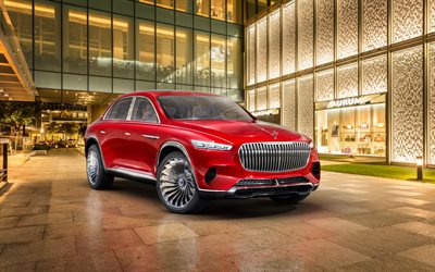Vision Mercedes-Maybach Ultimate Luxury, 2018, 4k, red SUV, German cars, electric car, exterior, front view, electric luxury SUV, concept, Mercedes