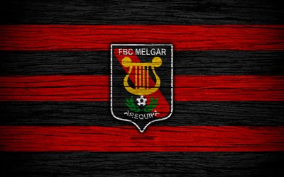 FBC Melgar FC, 4k, Peruvian Primera Division, soccer, football, Peru, FBC Melgar, football club, wooden texture, FC FBC Melgar