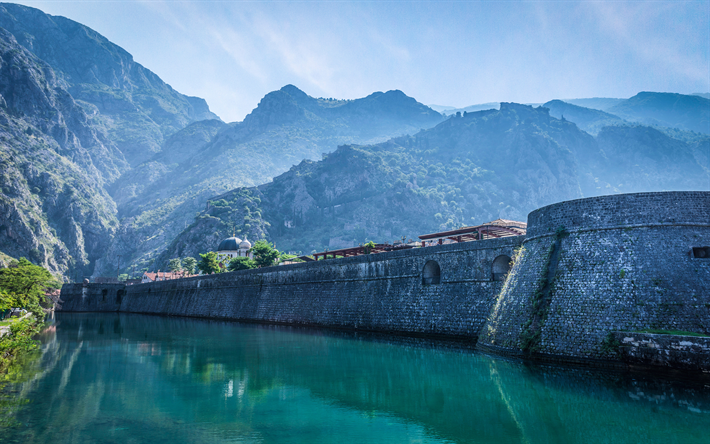 altstadt, 4k, kotor, see, turm campana, damm, montenegro, sommer, europa