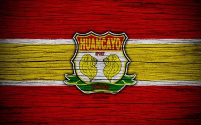 Sport Huancayo FC, 4k, Peruvian Primera Division, soccer, football, Peru, Sport Huancayo, football club, wooden texture, FC Sport Huancayo