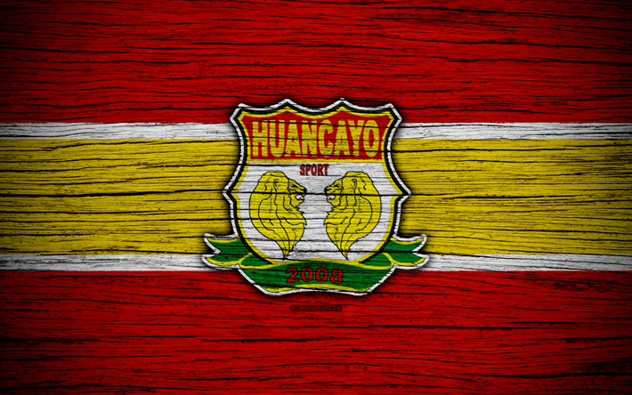 Sport Huancayo FC, 4k, Peruvian Primera Division, soccer, calcio, Per&#249;, Sport Huancayo, del club di calcio, wooden texture, FC Sport Huancayo