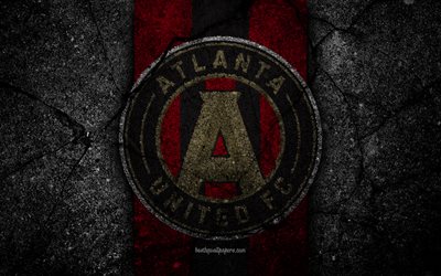 4k, Atlanta United FC, MLS, asphalt texture, Eastern Conference, black stone, football club, USA, Atlanta United, soccer, logo, FC Atlanta United