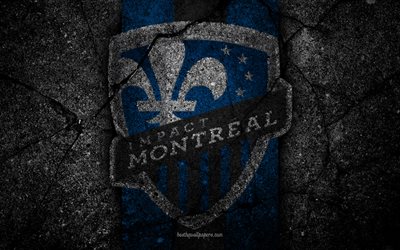 4k, Montreal Impact FC, İLKAY, asfalt doku, Doğu Konferansı, siyah taş, Futbol Kul&#252;b&#252;, ABD, Montreal Impact, futbol, logo, FC Montreal Impact