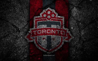 4k, Toronto FC, MLS, asfalt konsistens, Eastern Conference, svart sten, football club, USA, Toronto, fotboll, logotyp, FC Toronto