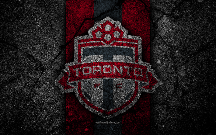 4k, Toronto FC, MLS, asfalto texture, Eastern Conference, pietra nera, club di calcio, USA, Toronto, calcio, logo