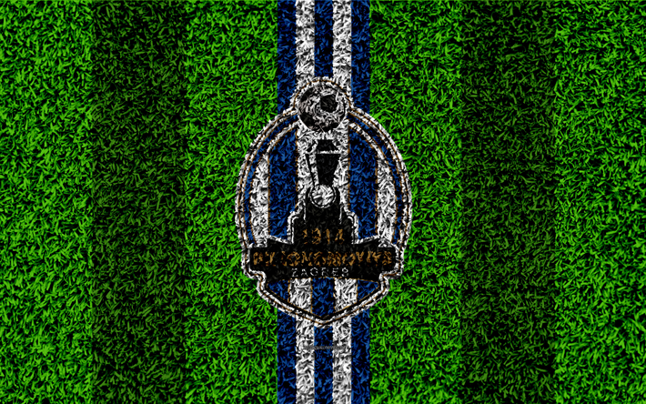 NK Lokomotiva, 4k, calcio prato, logo, croato football club, blu, bianco, linee, erba texture, HNL, Zagabria, Croazia, calcio, croato Primo Campionato di Calcio