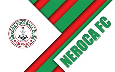 Neroca FC, 4k, Indiana futebol clube, verde vermelho abstra&#231;&#227;o, logo, emblema, design de material, I-League, Imphal, Manipur, &#205;ndia, futebol