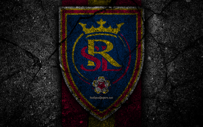 4k, le Real Salt Lake FC, MLS, l&#39;asphalte, la texture, la Conf&#233;rence de l&#39;Ouest, pierre noire, club de football, &#233;tats-unis, le Real Salt Lake, le soccer, le logo, le FC Real Salt Lake