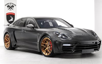 Porsche Panamera, GTR, 2018, Stingray, Carbon Edition, exterior, front view, tuning Panamera, fully carbon case, German cars, sports sedan, TopCar, Porsche