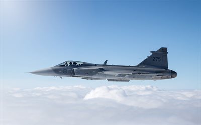 Saab JAS 39 Gripen, 39C, Swedish fighter, military aircraft in the sky, Swedish Air Force, combat aviation, modern fighters