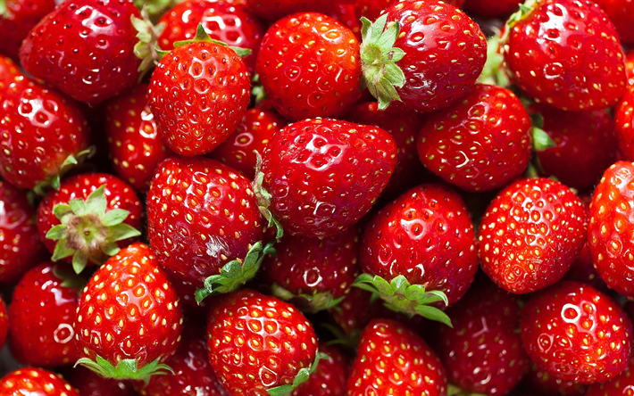 m&#251;res, les fraises, petits fruits, fraises, fruits rouges, de fraise, de fond, de petits fruits m&#251;rs