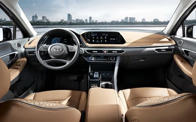 Hyundai Sonata, 2020, interior, inside view, front panel, new Sonata, korean cars, Hyundai