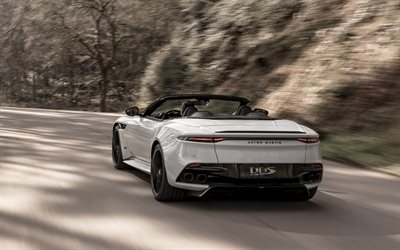Aston Martin DBS Superleggera Volante, 2020, vista posteriore, lusso, bianco, cabrio, supercar, il nuovo colore bianco, DBS Superleggera, Britannico di auto sportive Aston Martin