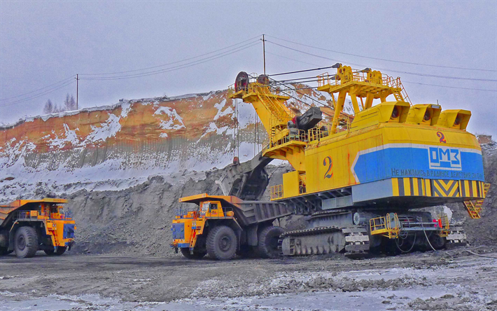 Mining Excavator, EKG32R, Large Excavator, Mining Dump Truck, Belaz 75450, mining concepts, natural resources