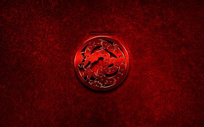 Le serpent, le zodiaque Chinois, rouge m&#233;tal signes, cr&#233;atif, calendrier Chinois, le Serpent signe du zodiaque, la pierre rouge d&#39;arri&#232;re-plan, les Signes du Zodiaque Chinois, le Serpent du zodiaque