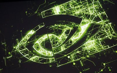 4k, Nvidia neon logo, oscurit&#224;, creativo, Nvidia, i marchi, il logo Nvidia, grafica