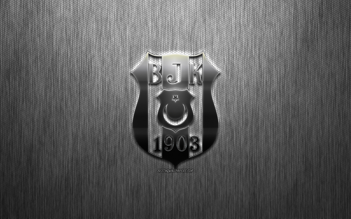 Besiktas JK, turc, club de football, l&#39;acier logo, embl&#232;me, gris m&#233;tal, fond, &#224; Istanbul, en Turquie, en Super League, le football, le Besiktas