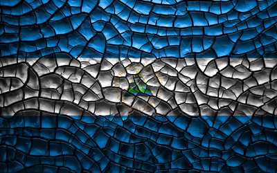 旗のニカラグア, 4k, ひび割れの土, 北米, ニカラグア国旗, 3Dアート, ニカラグア, 北アメリカ諸国, 国立記号, ニカラグアの3Dフラグ
