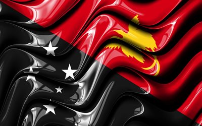 Papua Nya Guineas flagga, 4k, Oceanien, nationella symboler, Flagga av Papua Nya Guinea, 3D-konst, Papua Nya Guinea, Oceanian l&#228;nder, Papua Nya Guinea 3D-flagga