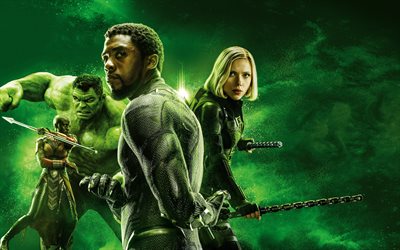 Hulk, los Vengadores, el Final de 2019, carteles, material promocional, superh&#233;roes, personajes, Scarlett Johansson, la Viuda Negra, Mark Ruffalo